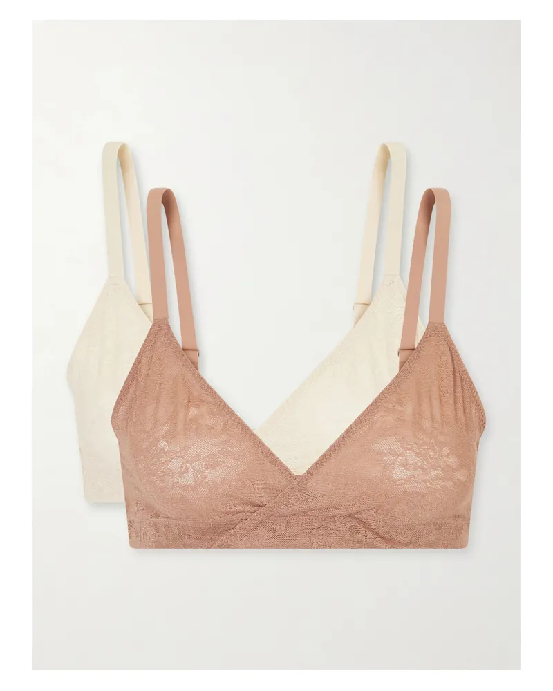 Spanx Stretch Lace Triangle Bralette - Neutrals Neutrals