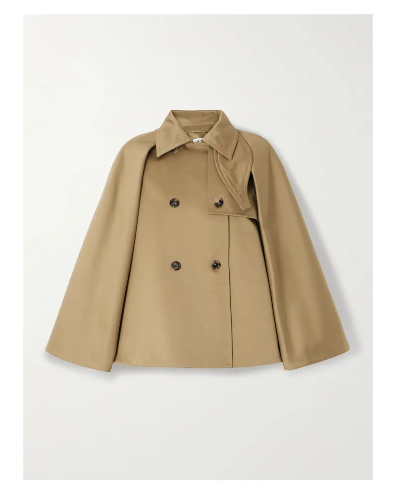 Loewe Doppelreihige Jacke Aus Biobaumwollgabardine Mit Cape-effekt - Neutral Neutral