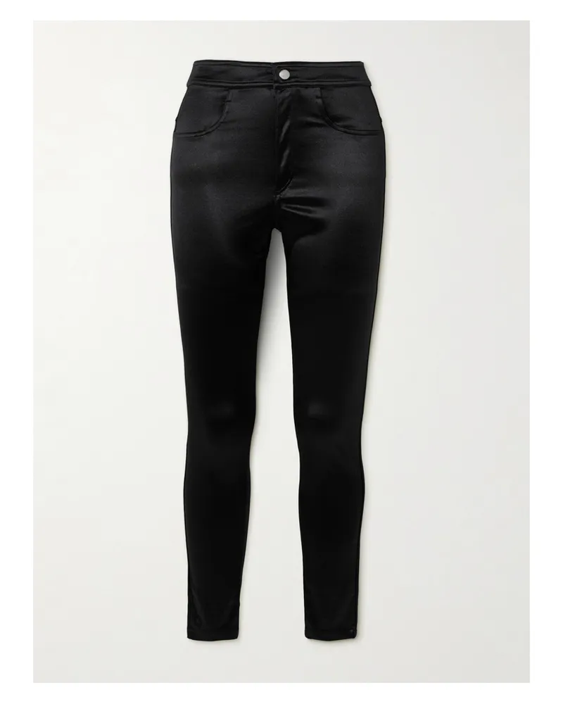 Isabel Marant Erna Eng Geschnittene Hose Aus Stretch-satin In Metallic-optik - Schwarz Schwarz