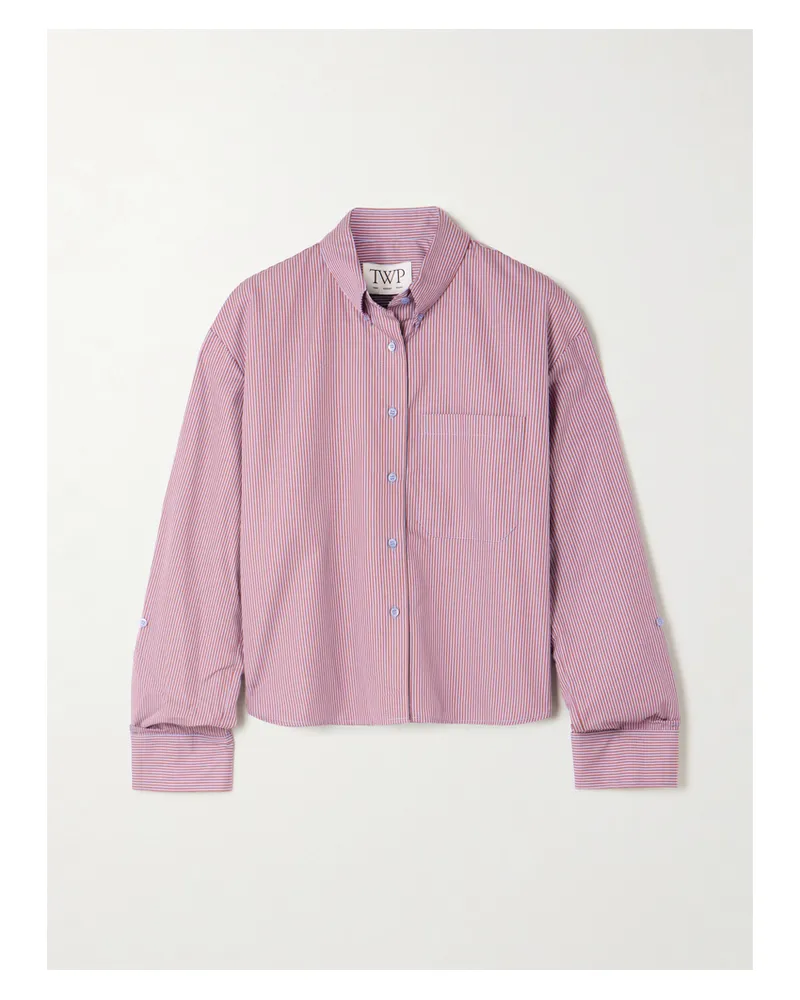 TWP J.d. Verkürztes Hemd Aus Gestreifter Baumwollpopeline - Pink Pink