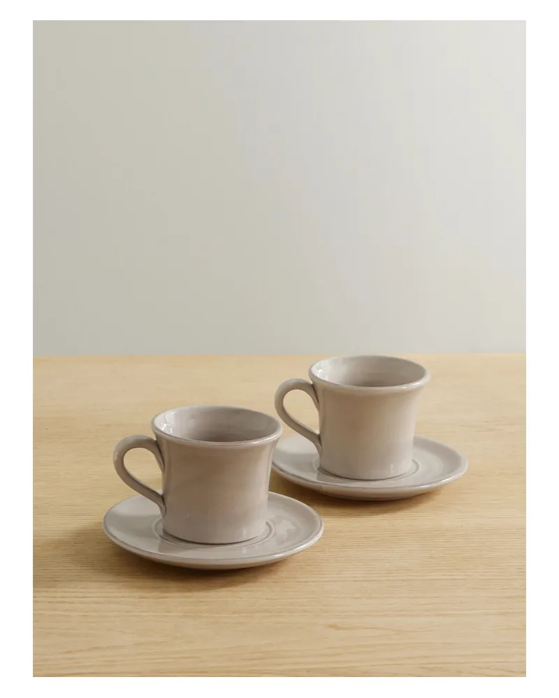 Brunello Cucinelli Set Aus Zwei Tassen Und Untertassen Aus Keramik - Grau Grau