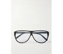 Aviator-style Acetate Sunglasses - Black
