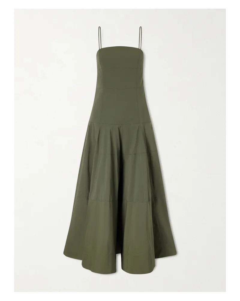 Veronica Beard Ilona Taffeta Midi Dress - Green Green
