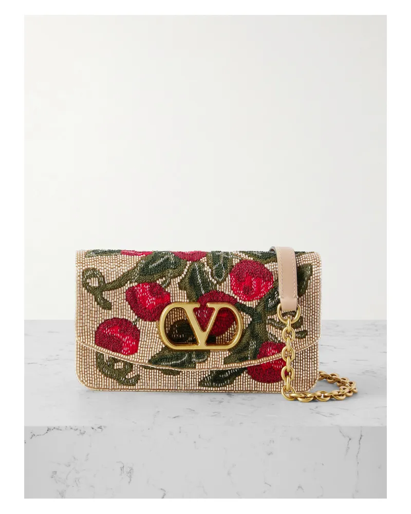 Valentino Garavani Vain Kleine Clutch Aus Leder Mit Zierperlen Und Stickereien - Mehrfarbig Mehrfarbig
