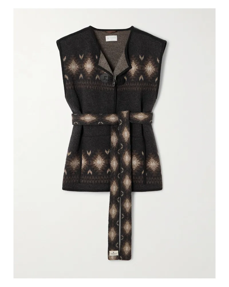 WE NORWEGIANS Hovden Weste Aus Wolle Mit Lederbesätzen Und Bindegürtel - Braun Braun