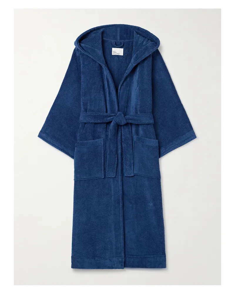 Lisa Marie Fernandez Bademantel Aus Baumwollfrottee Mit Kapuze Und Bindegürtel - Blau Blau