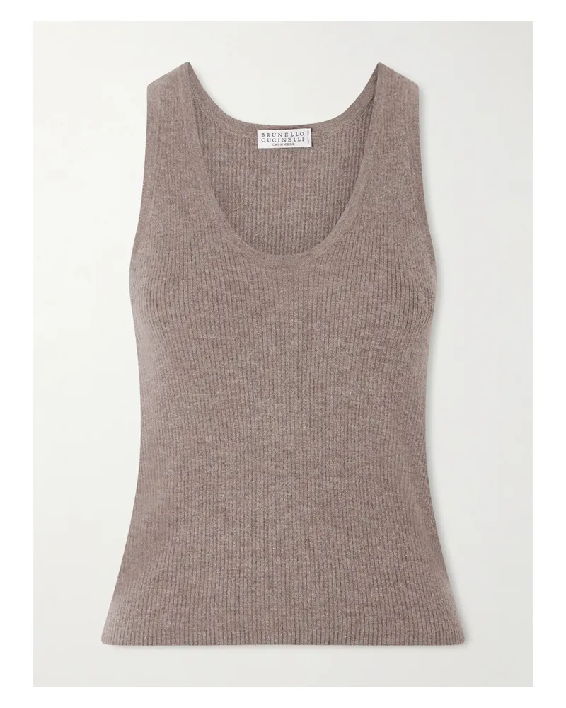 Brunello Cucinelli Ribbed Lurex Tank - Brown Brown