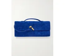 Andiamo Long Intrecciato Suede Clutch - Blue