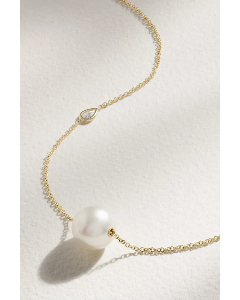 MIZUKI Kette aus 14 Karat  mit Perle Und Diamant Gold