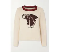 Spaniel Intarsia Pima Cotton And Merino Wool-blend Sweater - Cream