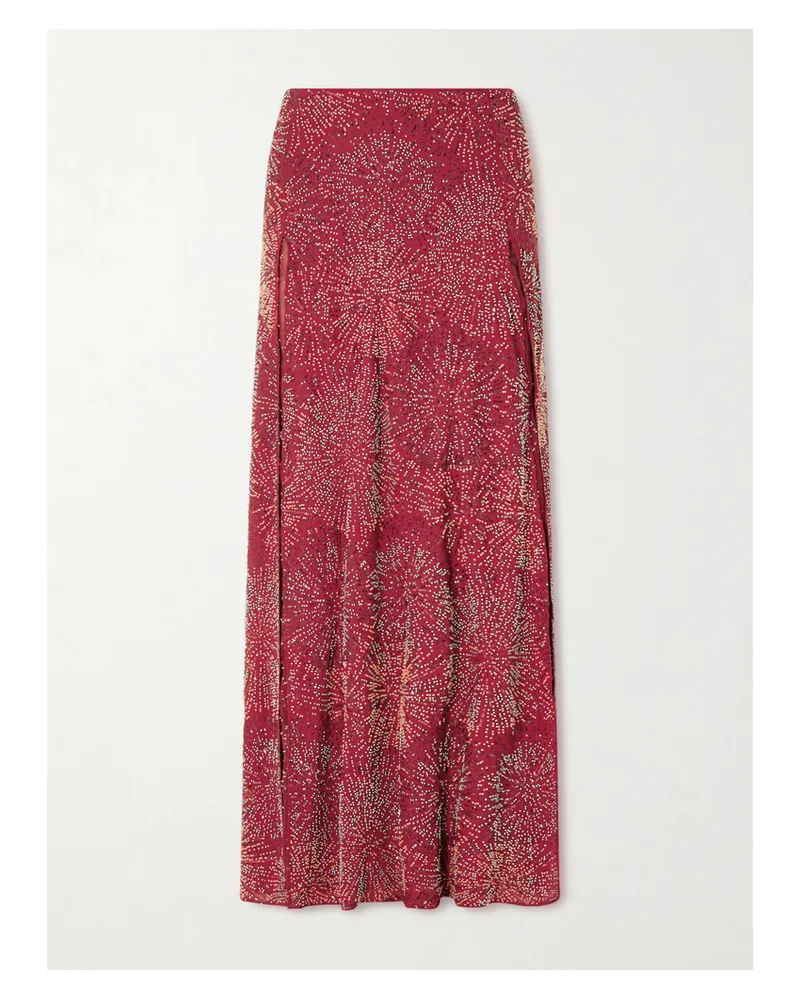 Paco Rabanne Embellished Crepe Maxi Skirt - Red Red