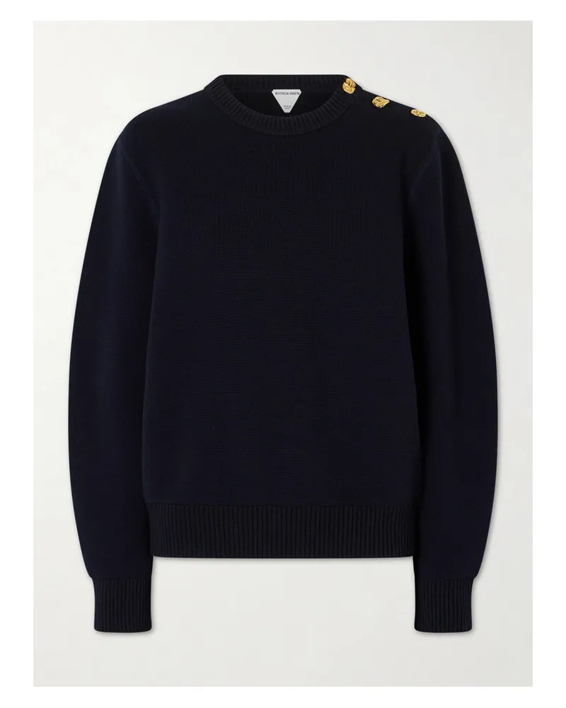 Bottega Veneta Embellished Wool And Cotton-blend Sweater - Blue Blue