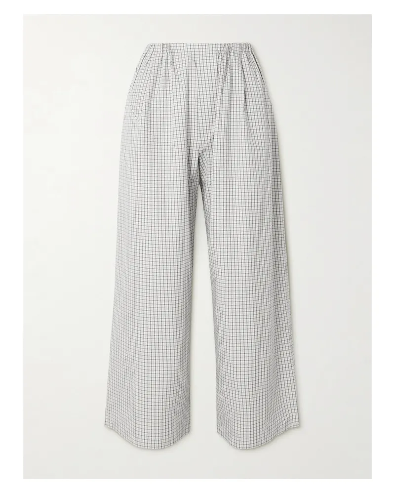 Proenza Schouler Meadow Checked Cotton-poplin Wide-leg Pants - Gray Gray