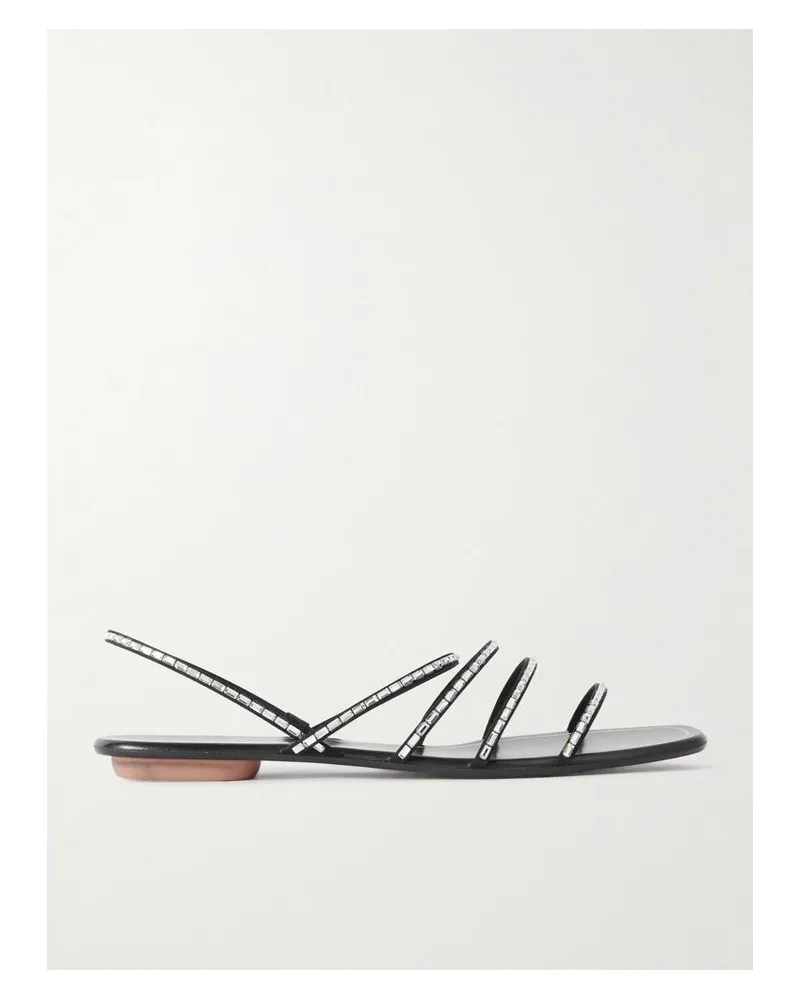 Aquazzura Mistica Slingback-sandalen Aus Ripsband Mit Kristallen - Schwarz Schwarz