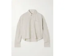 Adc Verkürztes Oversized-hemd Aus Gestreiftem Baumwoll-oxford Mit Stickerei - Grün