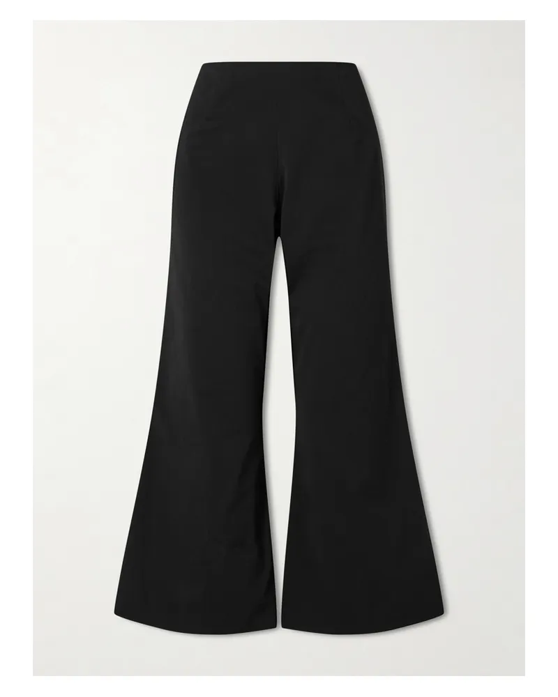 KHAITE Walter Cotton And Silk-blend Flared Pants - Black Black