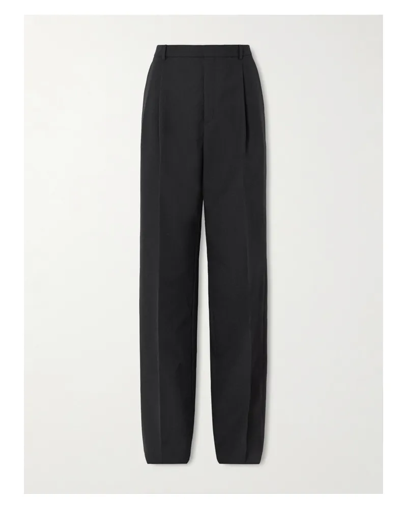 Saint Laurent Bundfaltenhose Mit Geradem Bein Aus Grain De Poudre Aus Wolle - Schwarz Schwarz