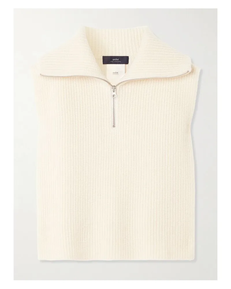 arch4 Jetta Latz Aus Geripptem Kaschmir Mit Troyer-kragen - Creme Creme