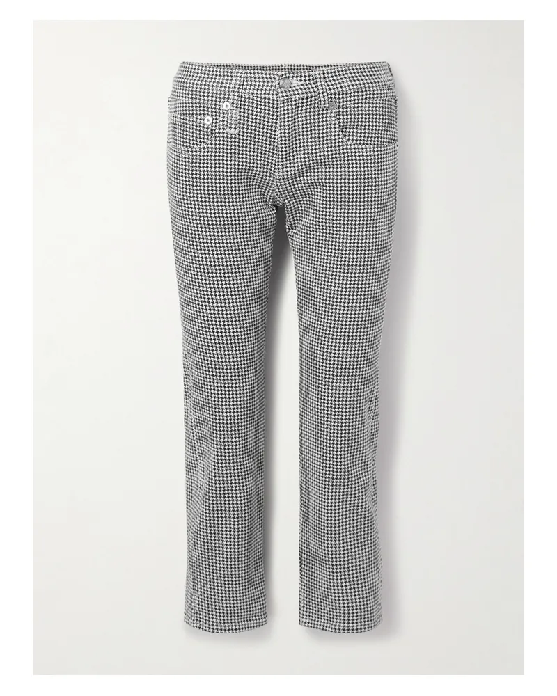 R13 Boy Verkürzte, Tief Sitzende Jeans Mit Schmalem Bein Und Hahnentrittmuster - Schwarz Schwarz