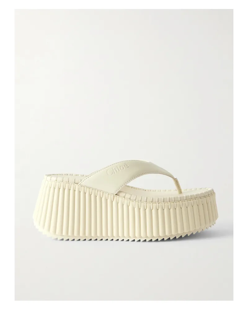 Chloé Nama Zehensandalen Aus Leder Mit Plateau - Wollweiß Wollweiß
