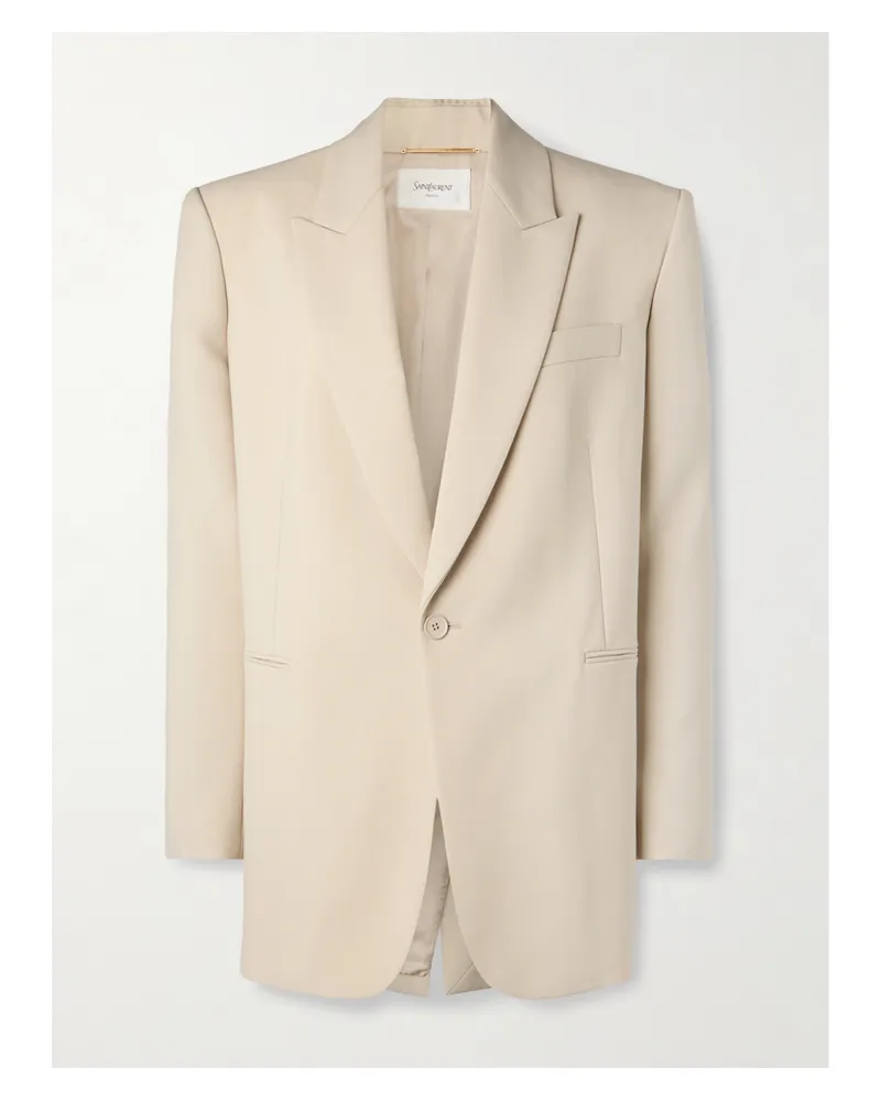 Saint Laurent Oversized Wool Blazer - Neutrals Neutrals