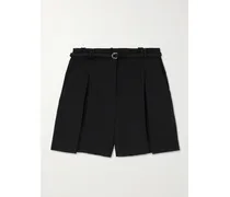 Shorts aus Crêpe mit Falten Und Gürtel