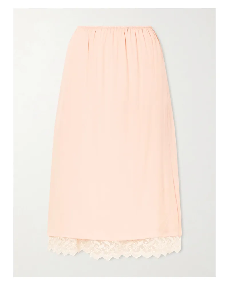 Simone Rocha Mehrlagiger Midirock Aus Crêpe De Chine Mit Spitzeneinsatz - Orange Orange