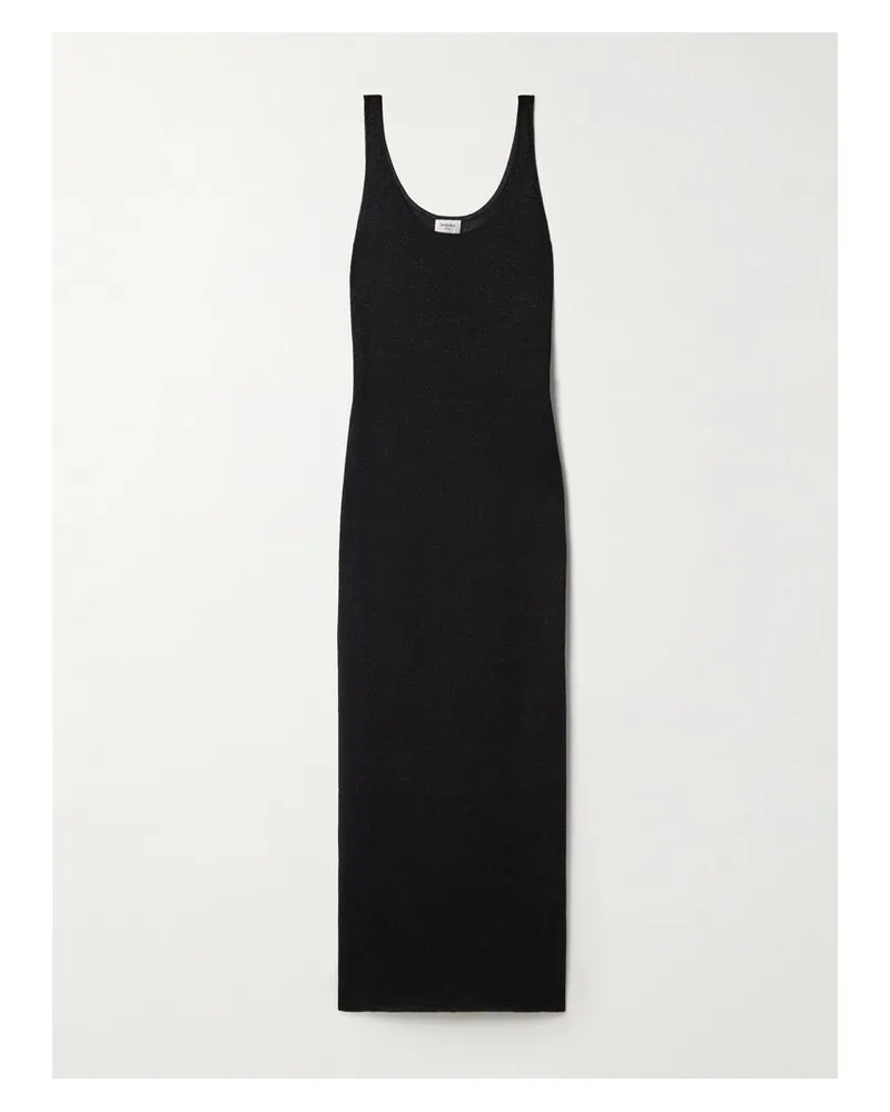 Saint Laurent Maxikleid Aus Metallic-strick - Schwarz Schwarz