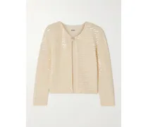 Cardigan Aus Wolle Mit Pailletten - Elfenbein