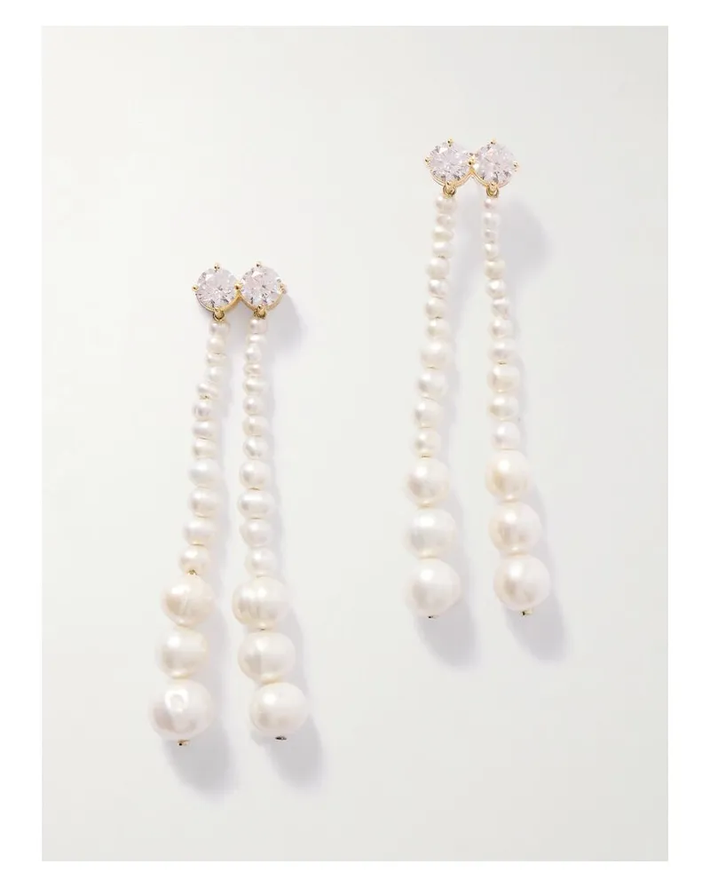 Completedworks Ohrringe Aus Recyceltem Gold-vermeil Mit Perlen Und Cubic Zirkonia - Weiß Weiß