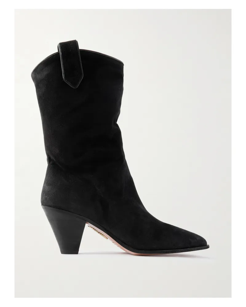 Aquazzura Boogie 70 Suede Ankle Boots - Black Black