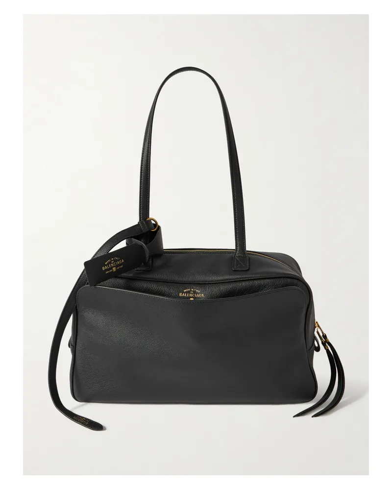 Balenciaga Carrie Medium Textured-leather Tote - Black Black