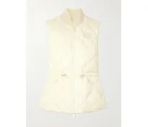 Appliquéd Leather-trimmed Padded Quilted Shell Down Vest - Cream