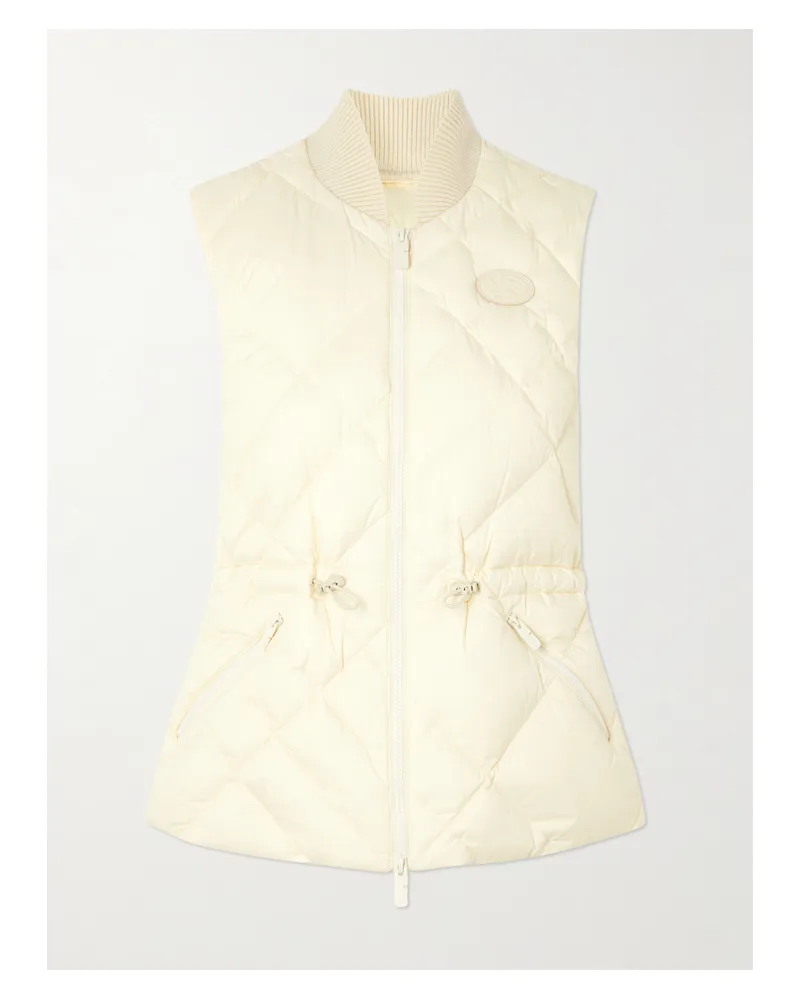 Burberry Appliquéd Leather-trimmed Padded Quilted Shell Down Vest - Cream Cream