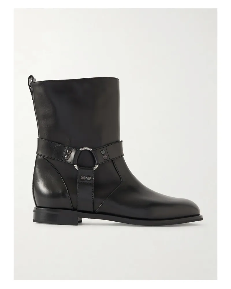 Manolo Blahnik Calica Bikerstiefel Aus Leder Mit Schnalle - Schwarz Schwarz