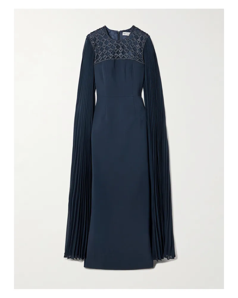 Rebecca Vallance Memphis Robe Aus Crêpe Mit Cape-effekt, Falten Und Verzierungen - Blau Blau
