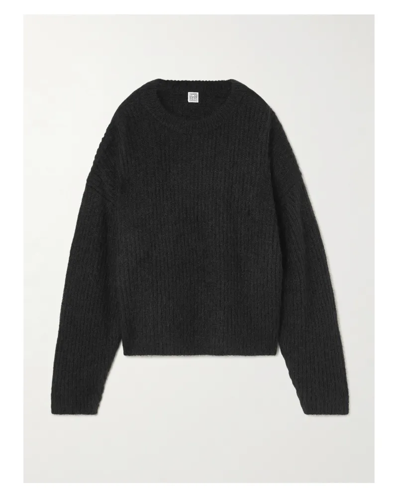 Totême Oversized-pullover Aus Einer Alpakawollmischung In Rippstrick - Schwarz Schwarz