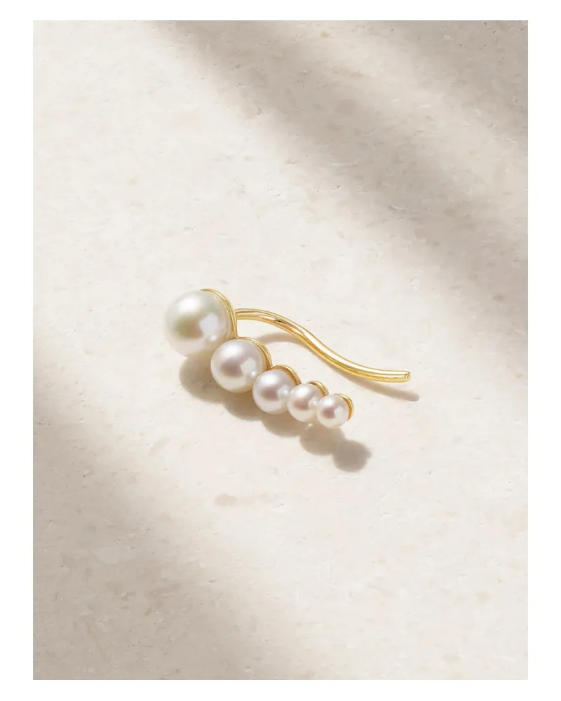 Sophie Bille Brahe Petite Croissant Japonais Einzelner Ohrring Aus Recyceltem 14 Karat Gold Mit Perlen Gold