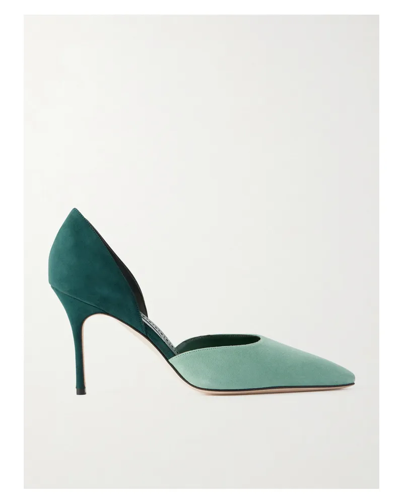 Manolo Blahnik Taylerbinu 90 Two-tone Suede Pumps - Green Green