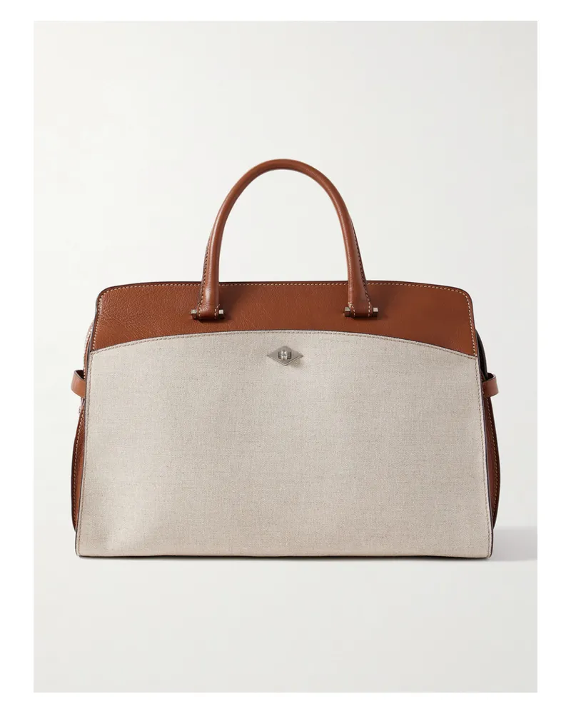 Métier Private Eye Leather And Linen Tote - Cream Cream