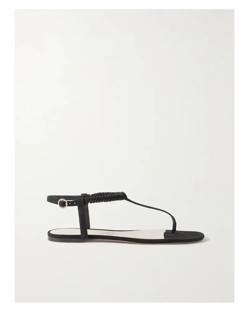 Porte & Paire Sandalen Aus Geflochtenem Veloursleder - Schwarz Schwarz