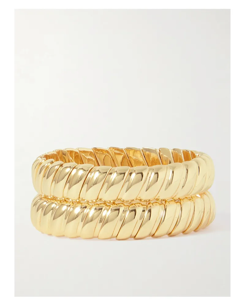 Roxanne Assoulin The Cobra Set aus Zwei farbenen Armbändern Gold