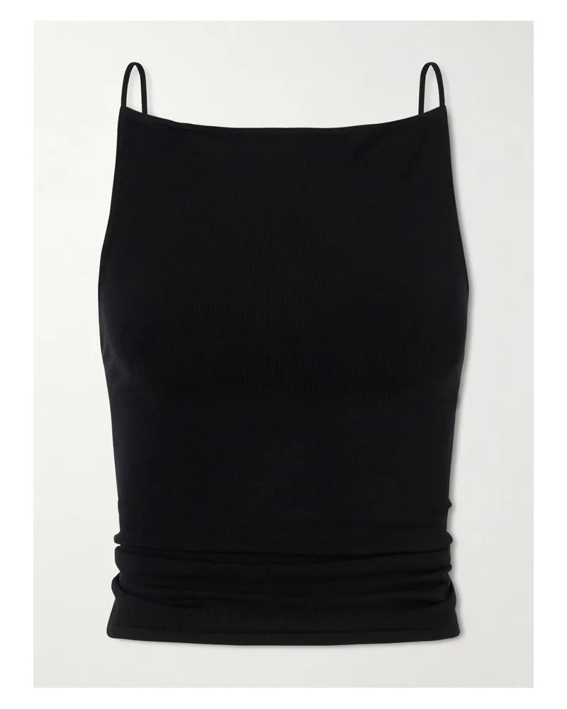 St. Agni Open-back Tencel™ Lyocell-blend Top - Black Black