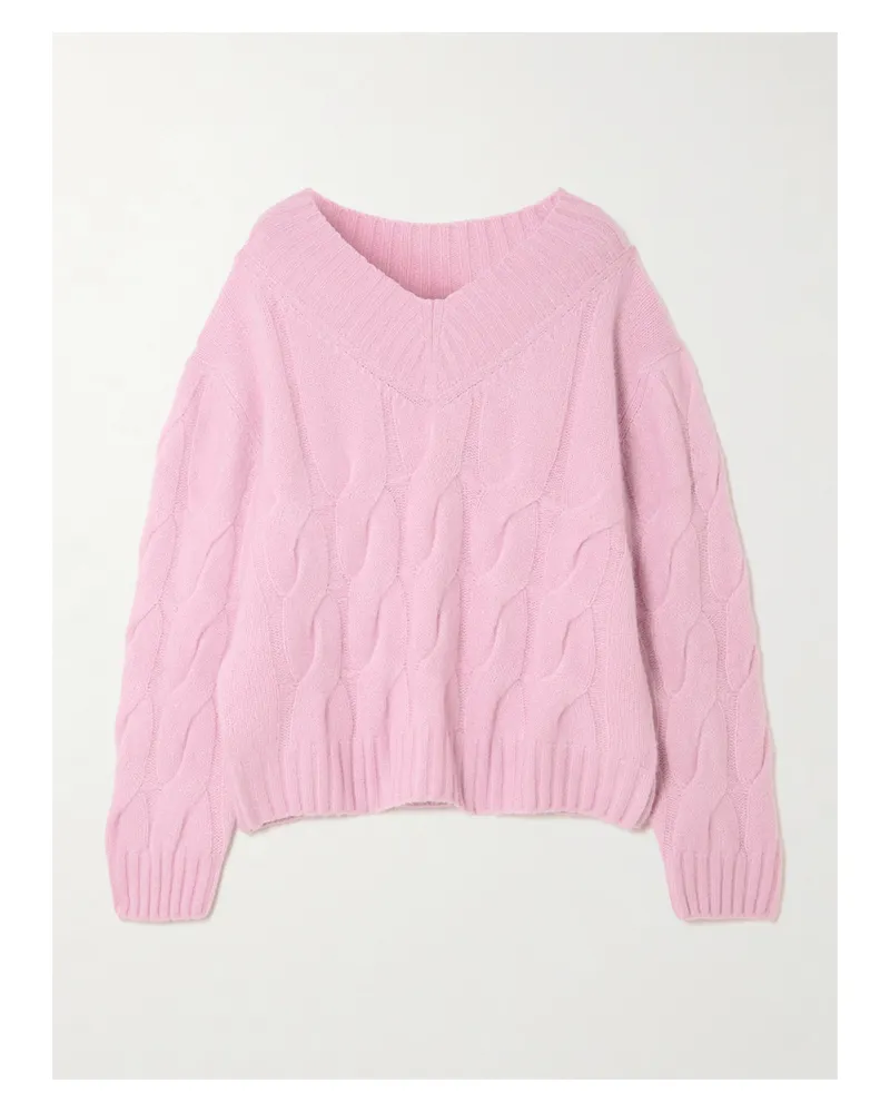 ALLUDE Zopfstrickpullover Aus Einer Kaschmir-seidenmischung - Pink Pink