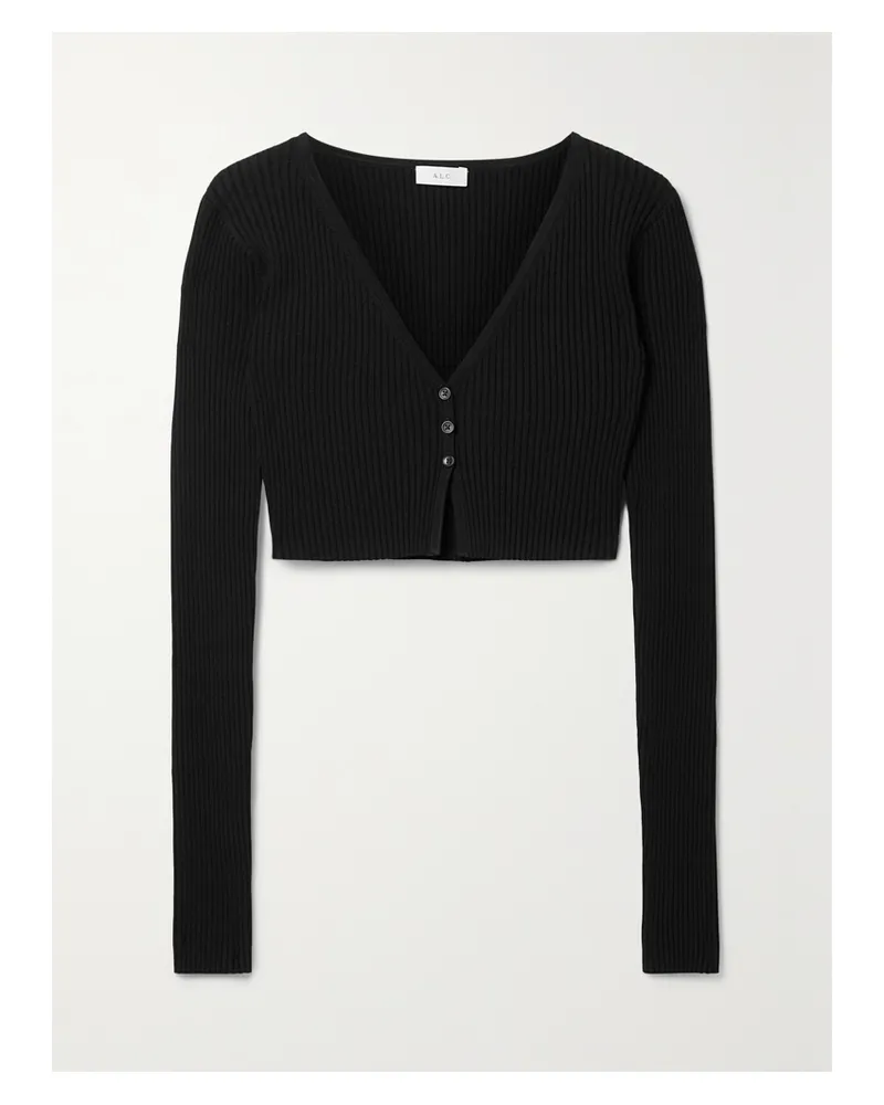 A.L.C. Hallie Verkürzter Cardigan Aus Rippstrick - Schwarz Schwarz