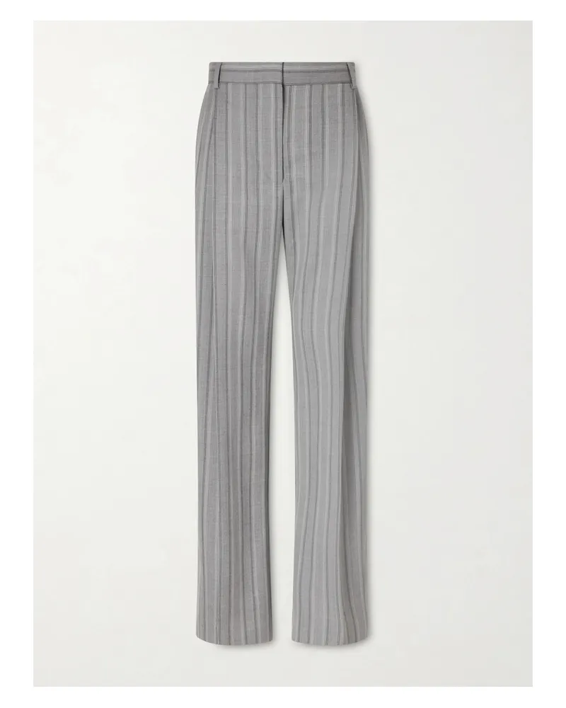 Stella McCartney Striped Low-rise Wool Straight-leg Pants - Gray Gray