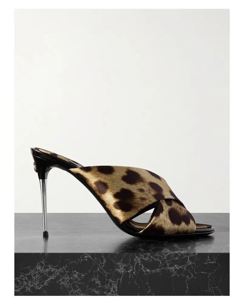 Dolce & Gabbana Mules aus Satin mit Leopardenprint Animal-print