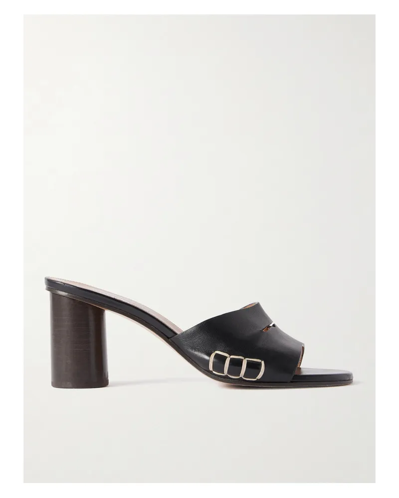 J.W.Anderson Loafer Whipstitched Leather Mules - Black Black