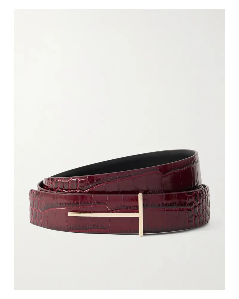 Tom Ford Croc-effect Leather Belt - Red Red