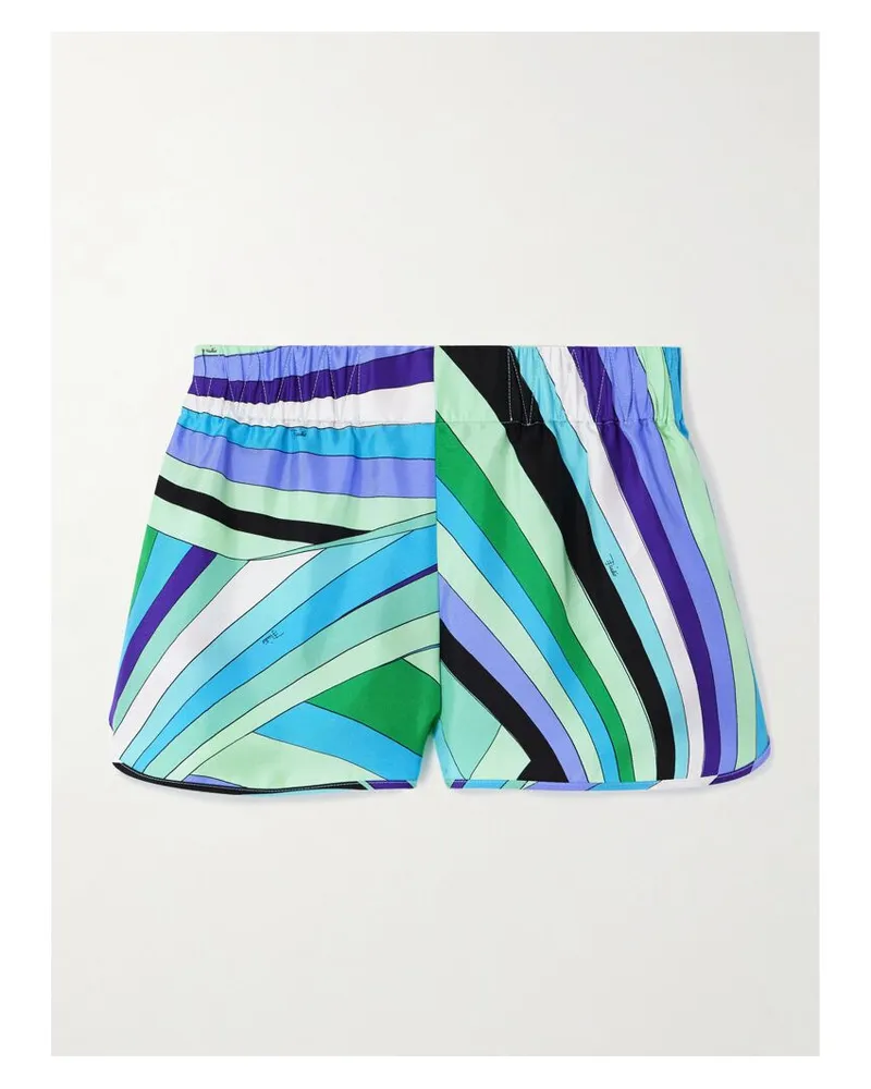 Emilio Pucci Shorts Aus Bedrucktem Seiden-twill - Blau Blau